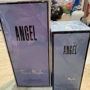 VINTAGE Thierry Mugler Angel NIB Set - Shower Gel 6.8oz & Body Powder Refill 2.7
